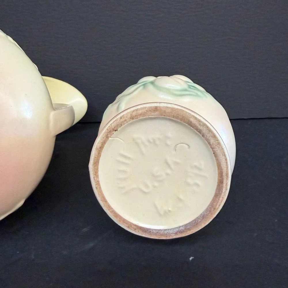 Vintage Hull Art Pottery Wildflower Vase Set of 2 Yellow Pink W8-7.5 W1-5.5 2pc
